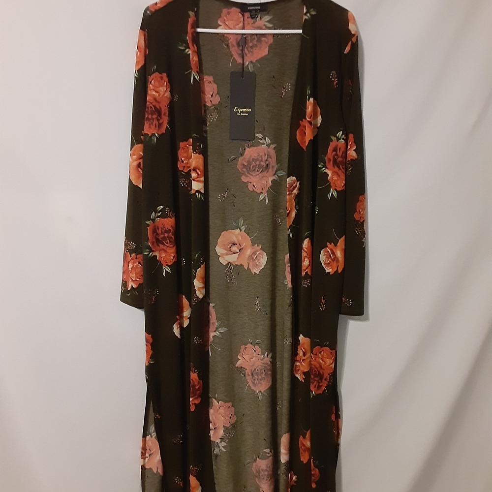 Women's floral long sleeve cardigan